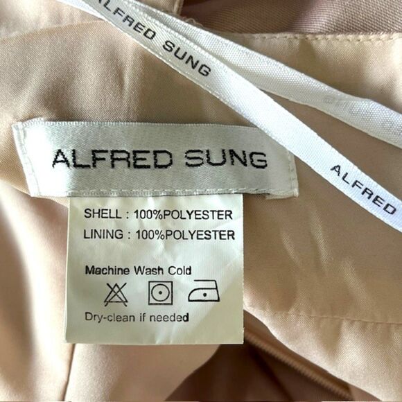 ALFRED SUNG CHAMPAGNE FULL LENGTH DRESS POCKETS SIZE 2 BRIDESMAID MOB MOG - Picture 11 of 12